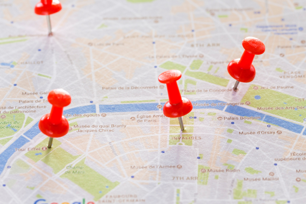 Pins on the Map of Paris